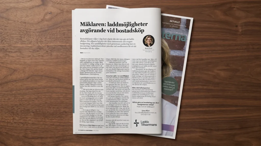 Mäklaren Anna Ernér uttalar sig om hur elbilsladdning ökar värdet på bostaden